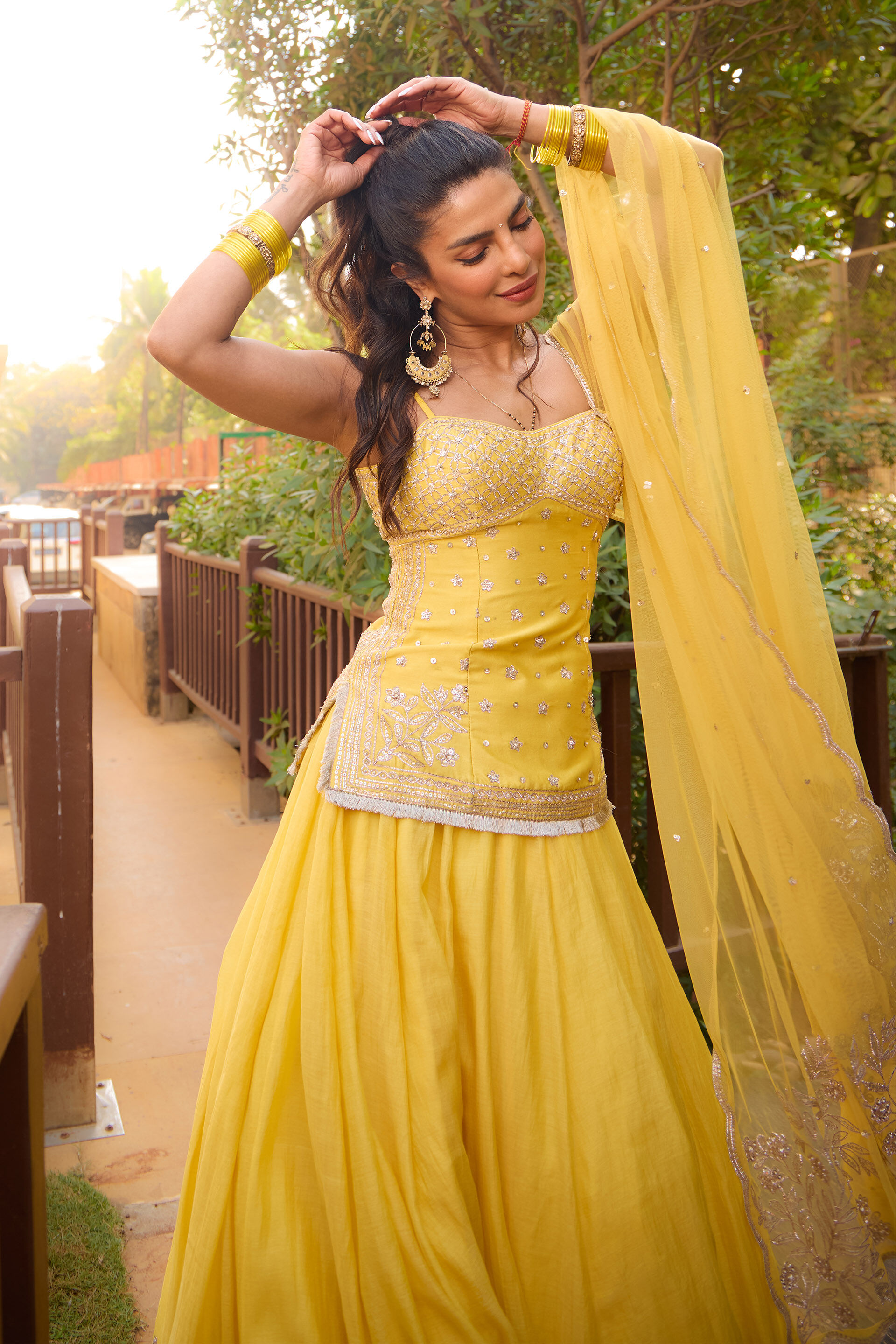 Abha Embroidered Lehenga Set - Yellow, , image 5